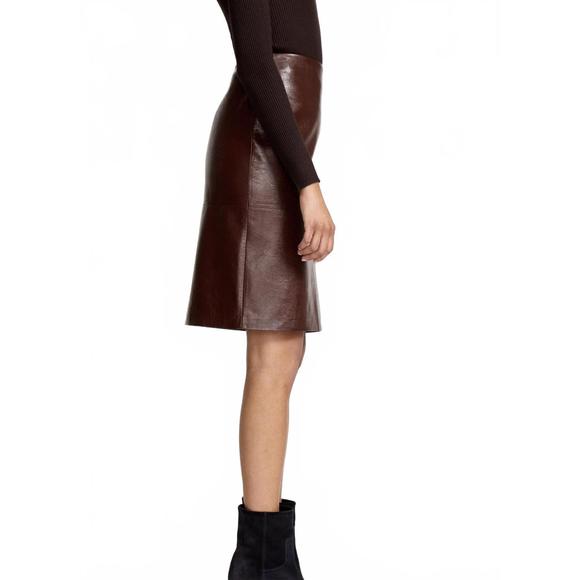 NEW BROCHU WALKER inez skirt in glossy maroon